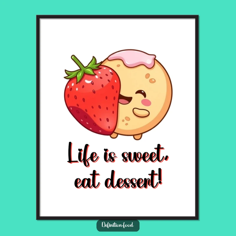 Free Printable Funny Cookie Wall Art: Sweet Strawberry Decor Downloadable Art