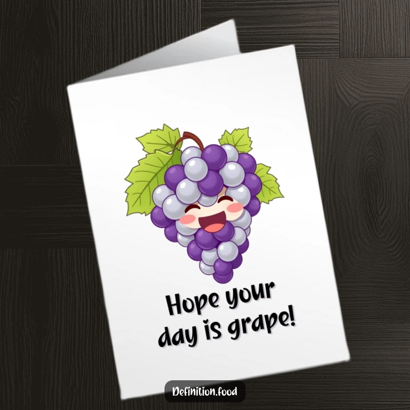 Funny Free Printable Birthday Card: A bunch of grapes giggling uncontrollably, practically bursting with birthday joy and excitement.