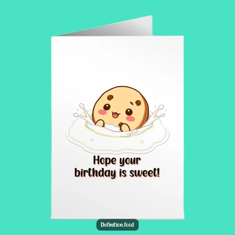 Free Printable Birthday Card: Silly Cookie Swimming - Funny Downloadable Gift for Sweet Fun