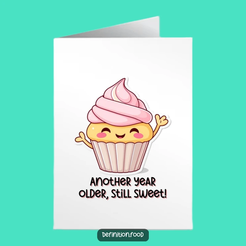 Free Printable Cupcake Birthday Card: Funny Wave Character for a Sweet Celebration