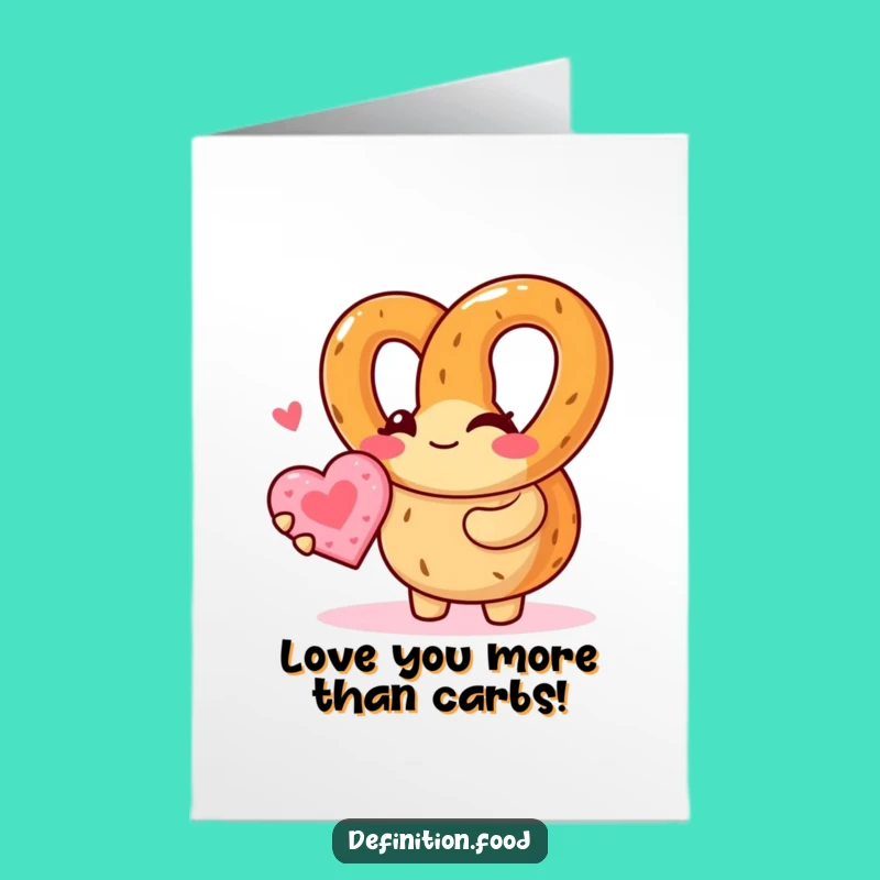 Winking Pretzel Cookie Heart Free Printable Birthday Card - Funny Downloadable Gift