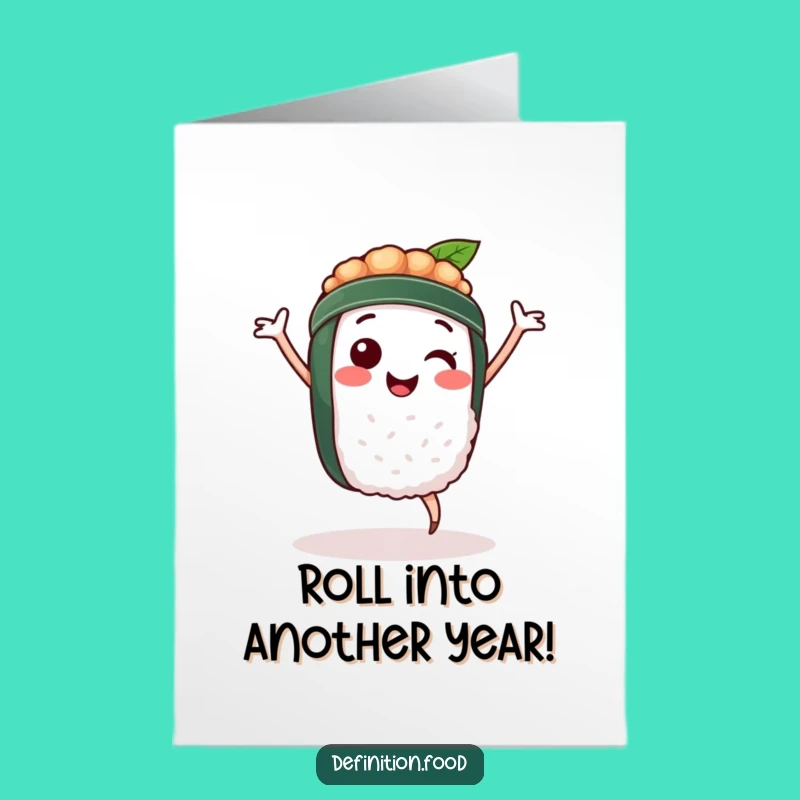 Free Printable Birthday Card: Dancing Sushi Fun, Hilarious Downloadable Greeting for Foodie Celebrations