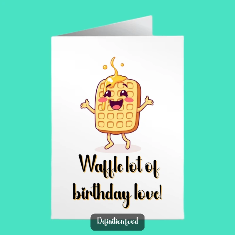 Free Printable Waffle Birthday Card: Jigging Character for a Sweet Celebration