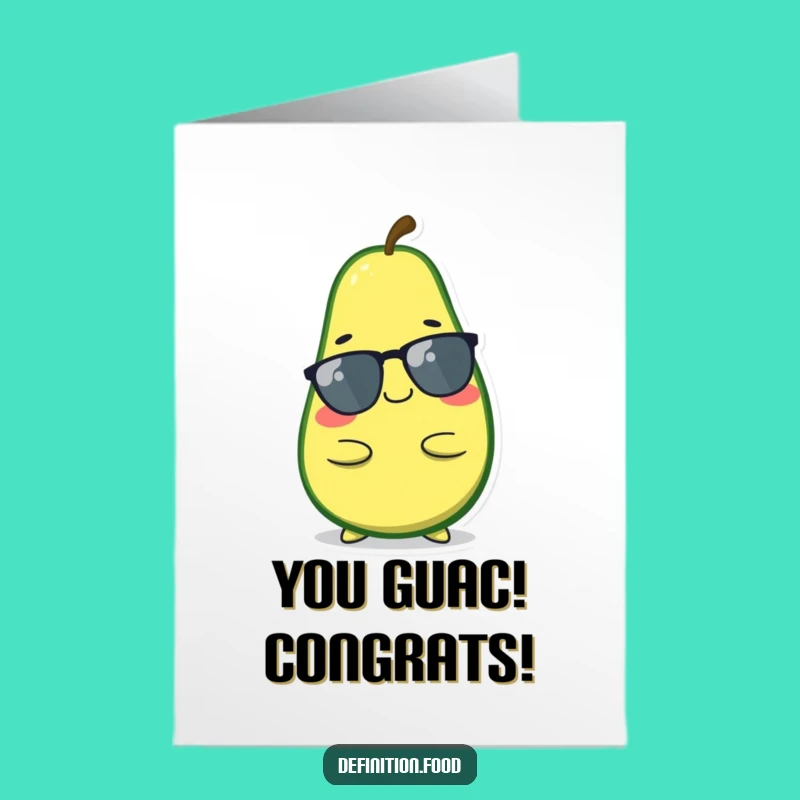 Free Printable Avocado Congrats Card: Cool Character for Awesome News