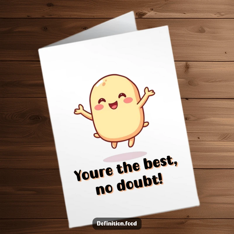 Funny Free Printable Congratulations Card: A macaroni character bounces with glee, perfect for celebrating a DIY success.