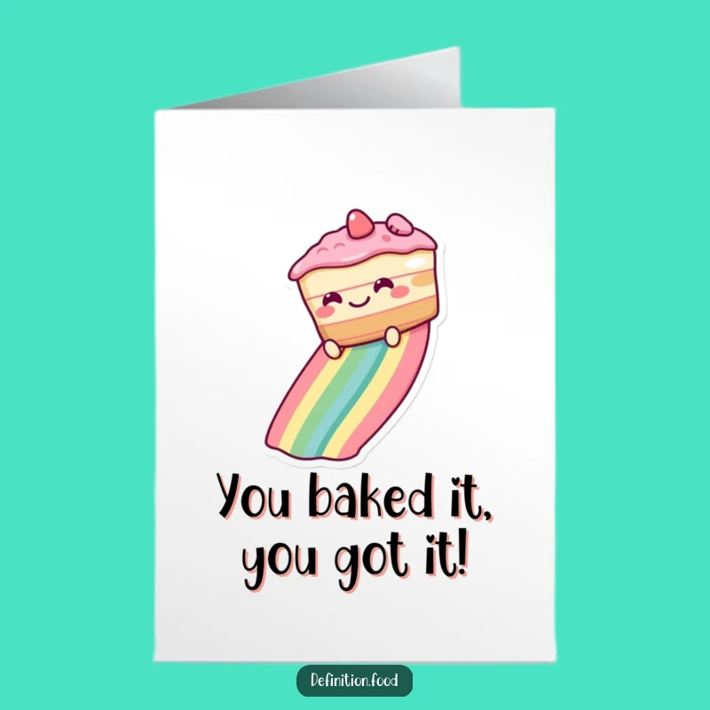 Free Printable Congrats Card: Rainbow Cake Slide - Funny Downloadable Celebration!