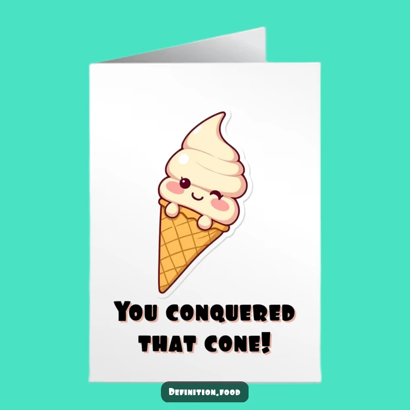 Free Printable Congratulations Card: Ice Cream Cone Slide - Funny Downloadable Gift for Any Win