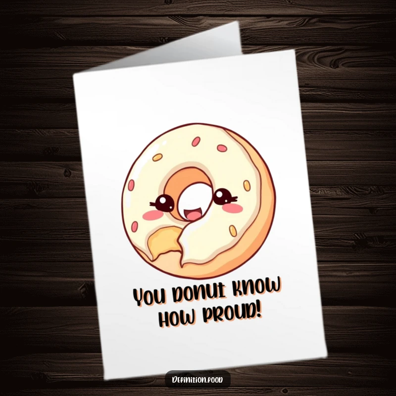 Funny Free Printable Congratulations Card: A happy donut with a bite taken out winks cheekily, downloadable joy.