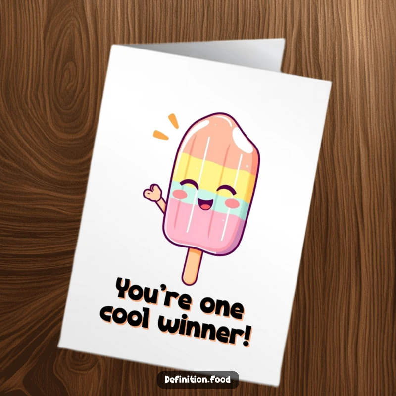 Funny Free Printable Congratulations Card featuring a winking popsicle character offering a refreshing, icy wave of good wishes.