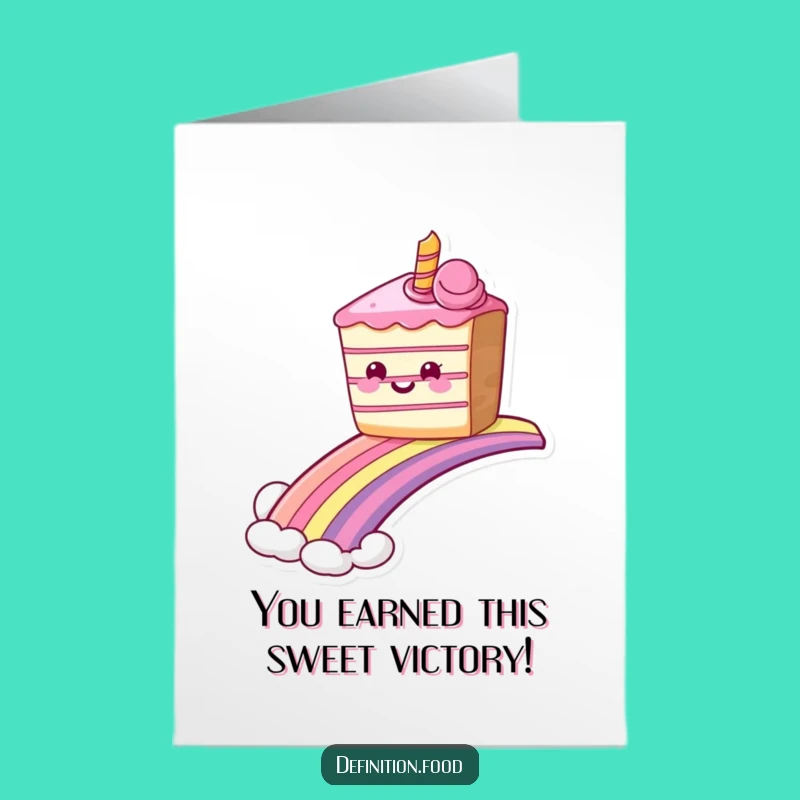 Free Printable Funny Cake Congrats Card - Rainbow Sliding Dessert Digital Download