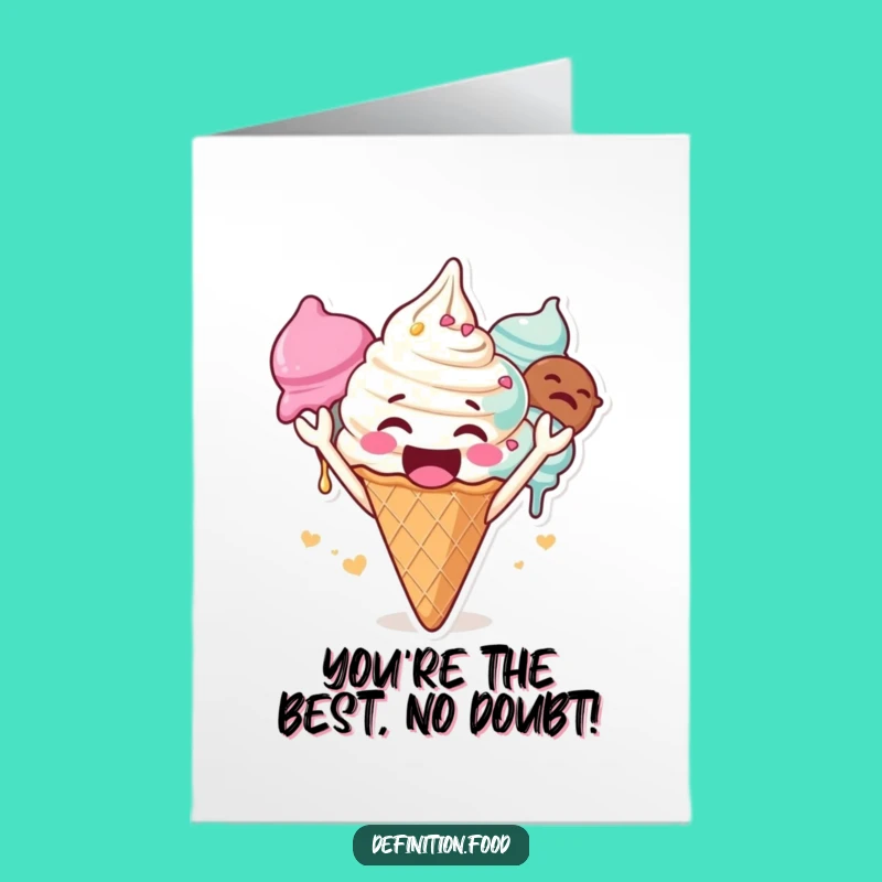 Free Printable Ice Cream Congrats Card: Cheering Cone for Joyful Wins