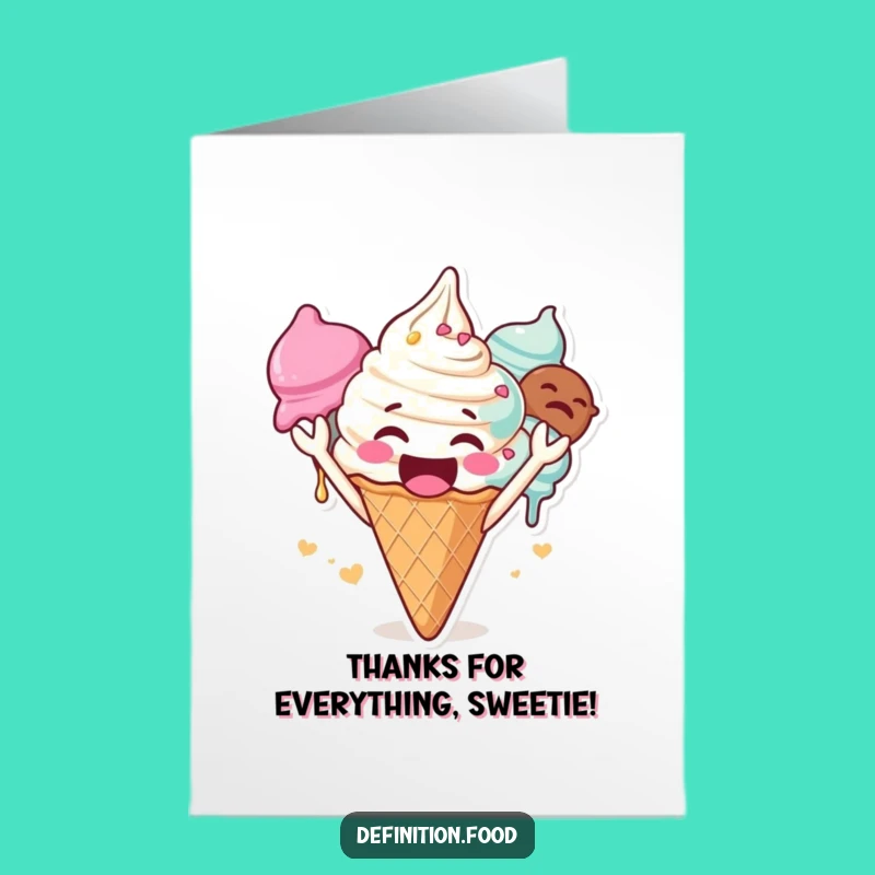 Free Printable Ice Cream Thank You Card: Cheering Cone for Sweet Gratitude
