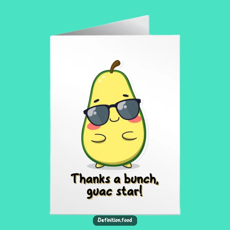 Free Printable Avocado Thank You Card: Cool Character for Grateful Thanks