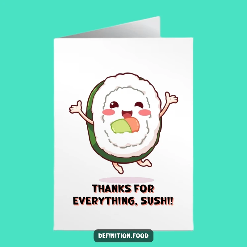 Sushi Thank You Card Free Printable - Happy Roll Appreciation Download