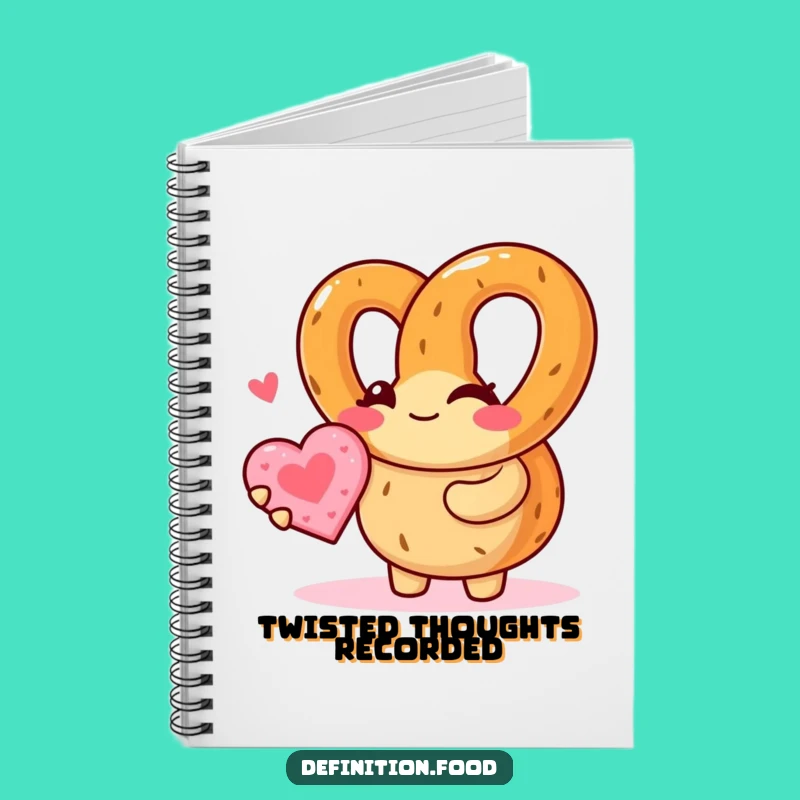 Funny Pretzel Notebook - Winking Character Journal Cookie Lover Gift