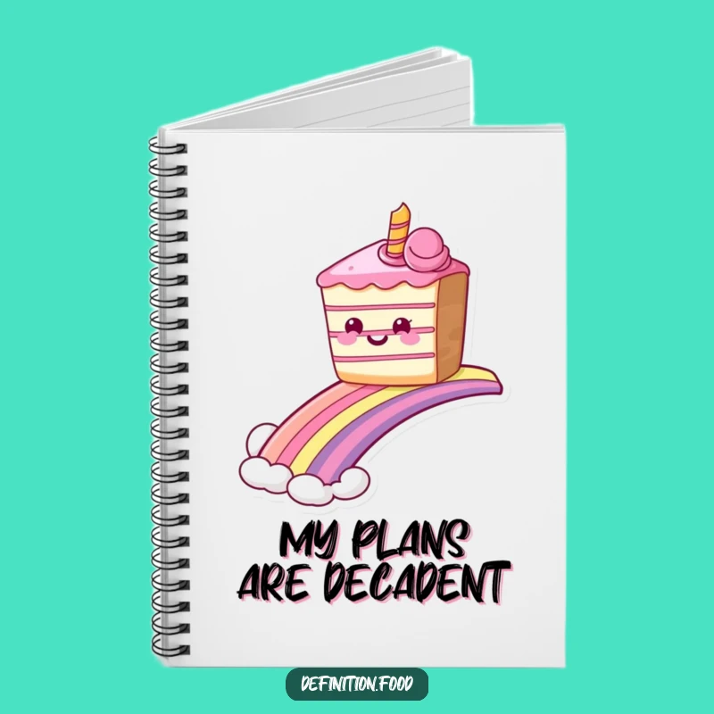Funny Grinning Cake Rainbow Notebook, Sweet Ride Journal for Ideas