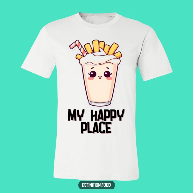 Funny Fry Milkshake T-Shirt: Curious French Fry Peeking Out, Ideal Funny Gift Tee!