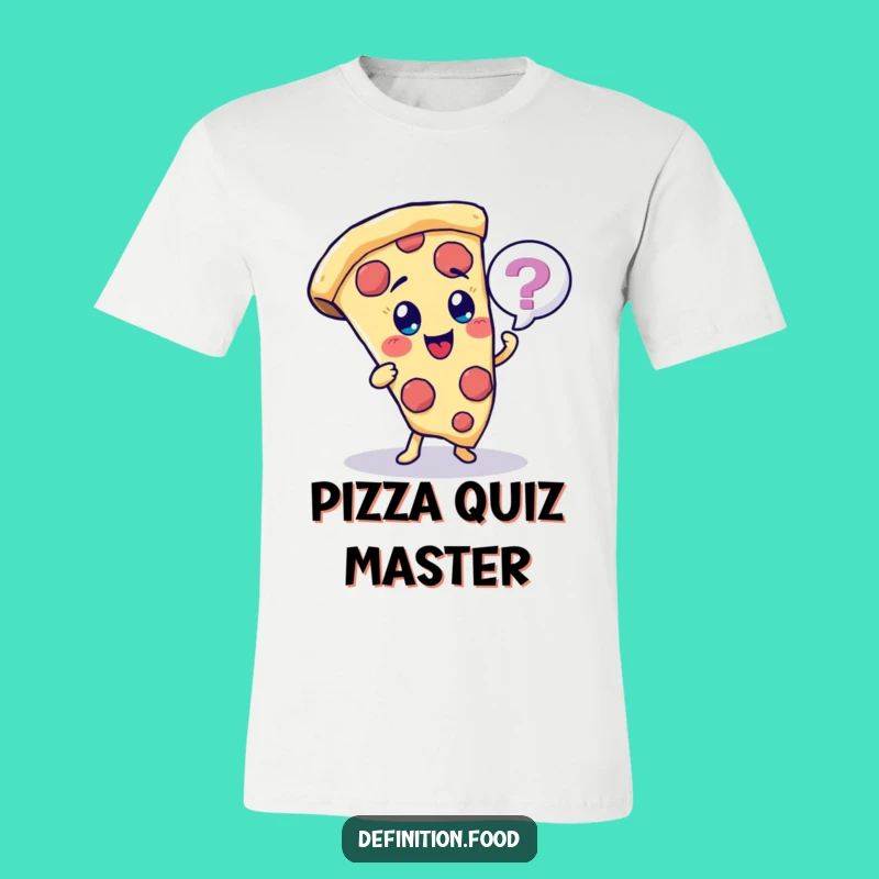 Funny Pizza Quiz T-Shirt - Cheerful Character Tee for Trivia Buffs