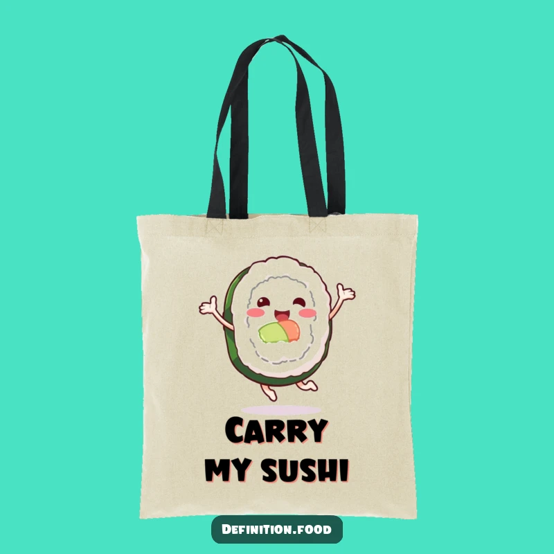 Funny Leaping Sushi Roll Tote Bag: Carry Your Essentials with Humorous Flair