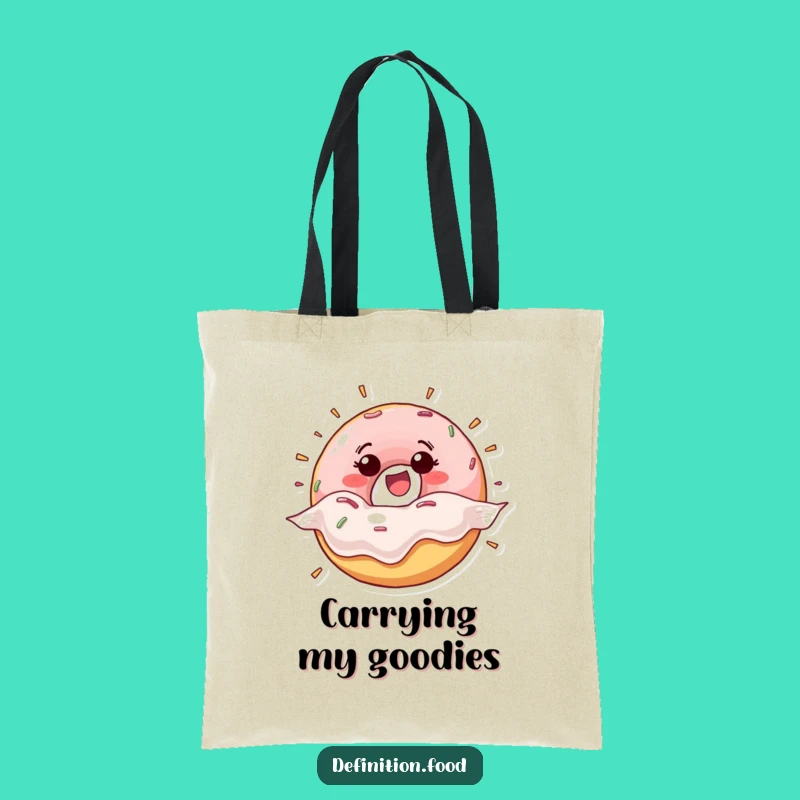 Funny Donut Wrapper Burst Tote Bag - Happy Character Gift