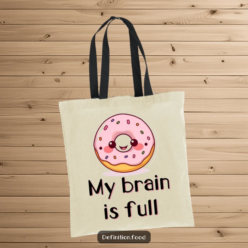 Funny donut diagram tote bag, a happy donut character explaining a food diagram, perfect for carrying essentials.