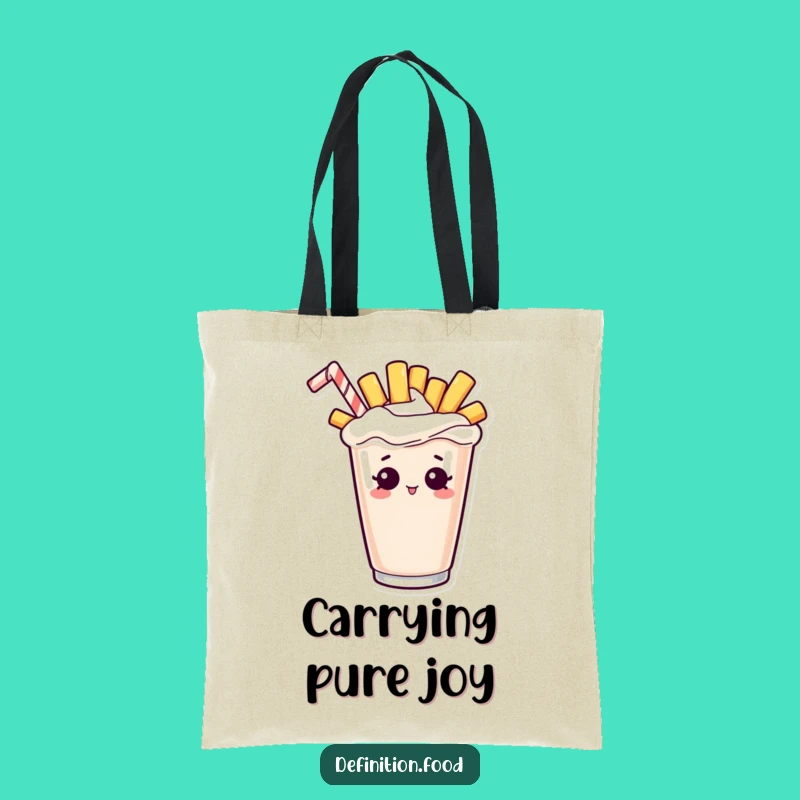 Funny Fry Milkshake Tote Bag: Curious French Fry Peeking Out, Perfect Funny Gift Accessory!