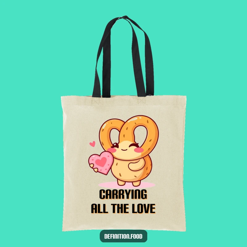 Funny Pretzel Tote Bag - Winking Character Cookie Lover Humorous Gift